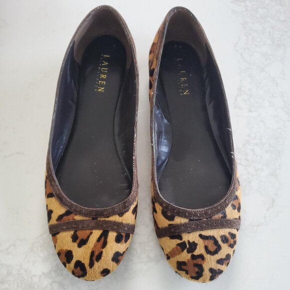 Lauren Ralph Lauren Leopard Print Calf Hide Ballet Flat in size 9.5B - Picture 2 of 11